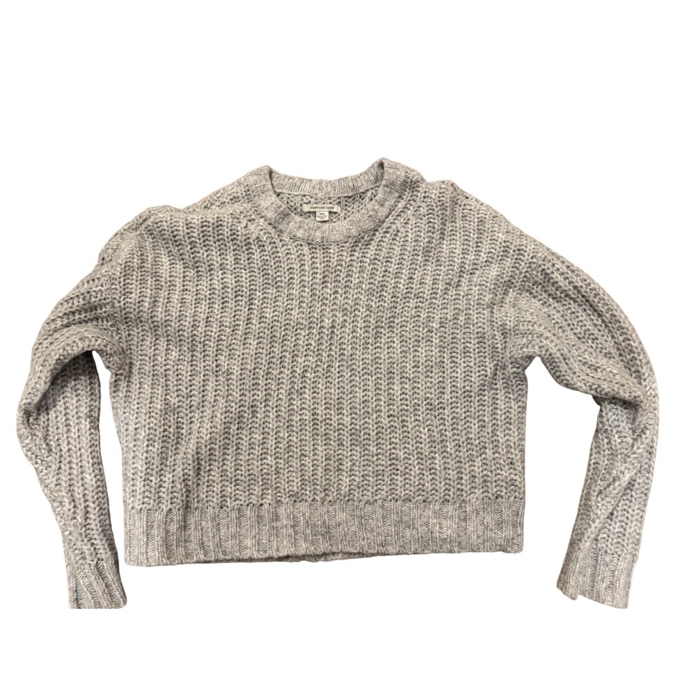 American Eagle Sweater Chunky Knit Cropped Women's Small‎ Gray
